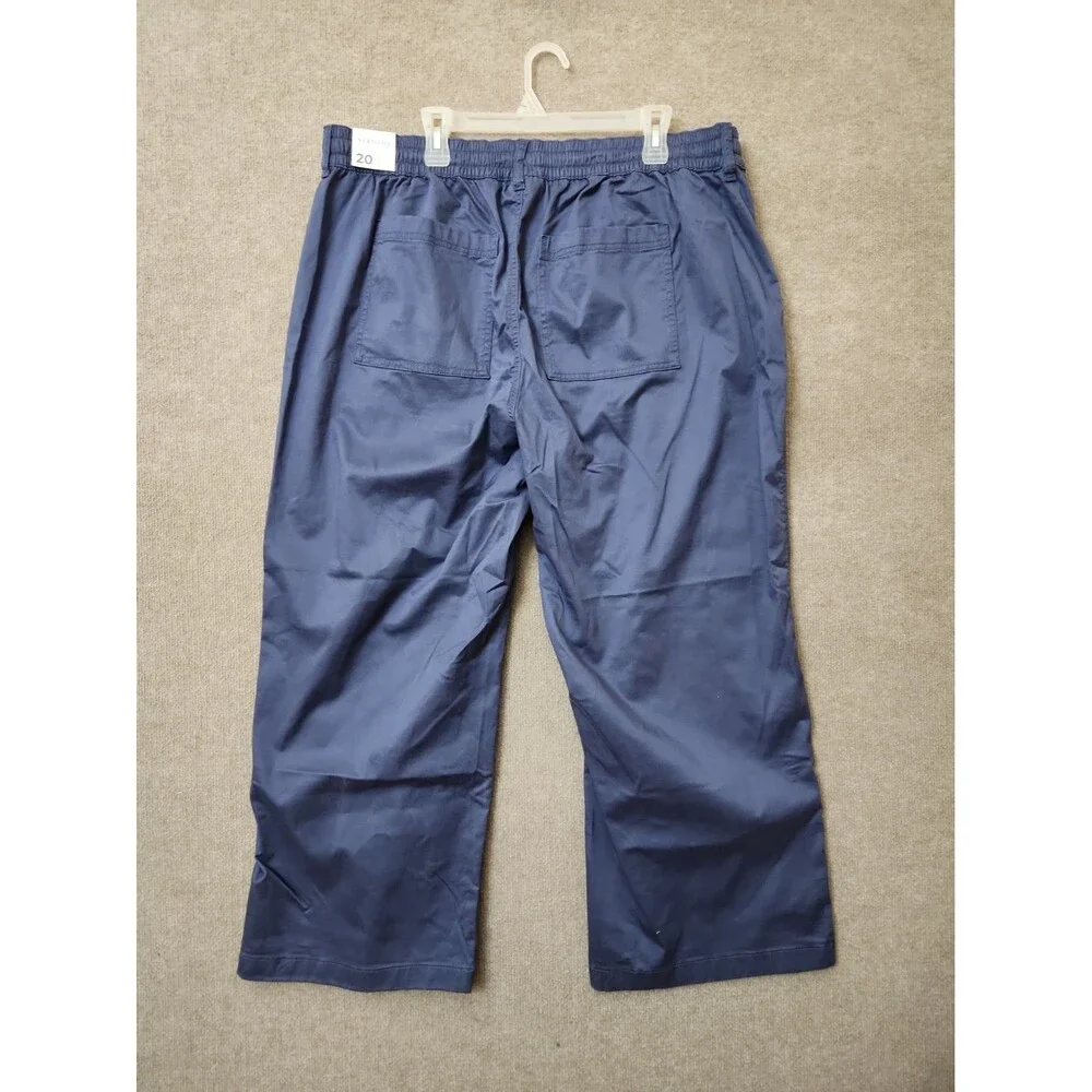 Lane Bryant Pull-On Super-Soft Straight Leg Chino Pants Women 20 Sateen Blue NEW
